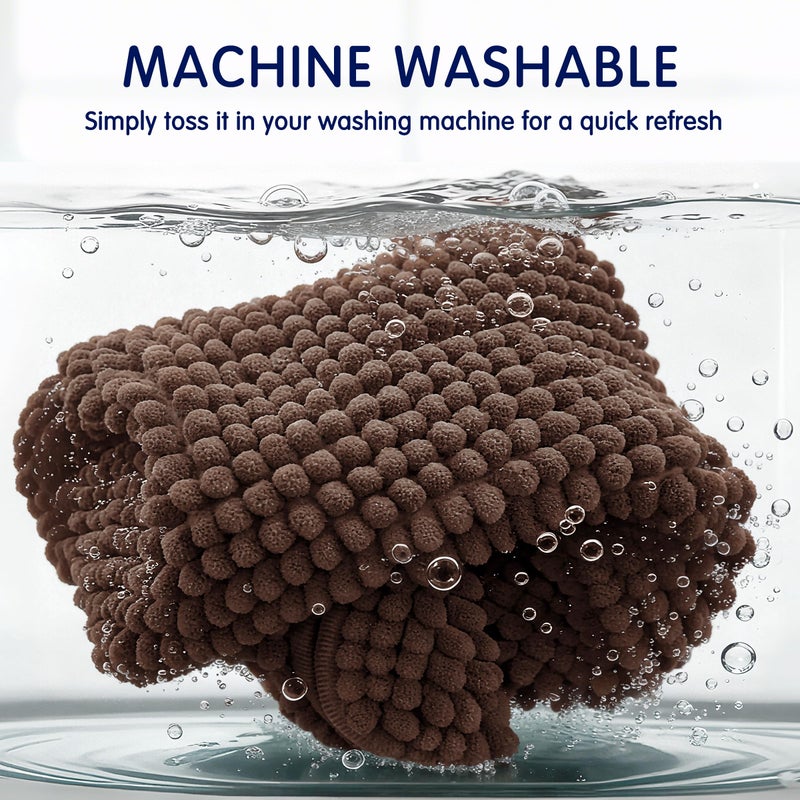 SUBRTEX Bathroom Rugs, 20" x 32" Chenille Bath Rug Soft Short Plush Bath Mat Soft Shower Mat Water Absorbent Shower Mat Quick Dry Machine Washable, Chocolate - Image 5